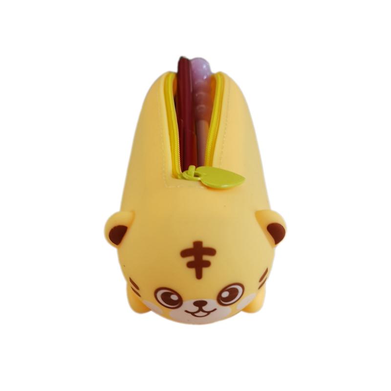 1pc Silicone Pencil Case Cute Piggy Panda Tiger Soft Pen Container Creative Ruler Holder Stationery Box Children Gifts Pouch Bag