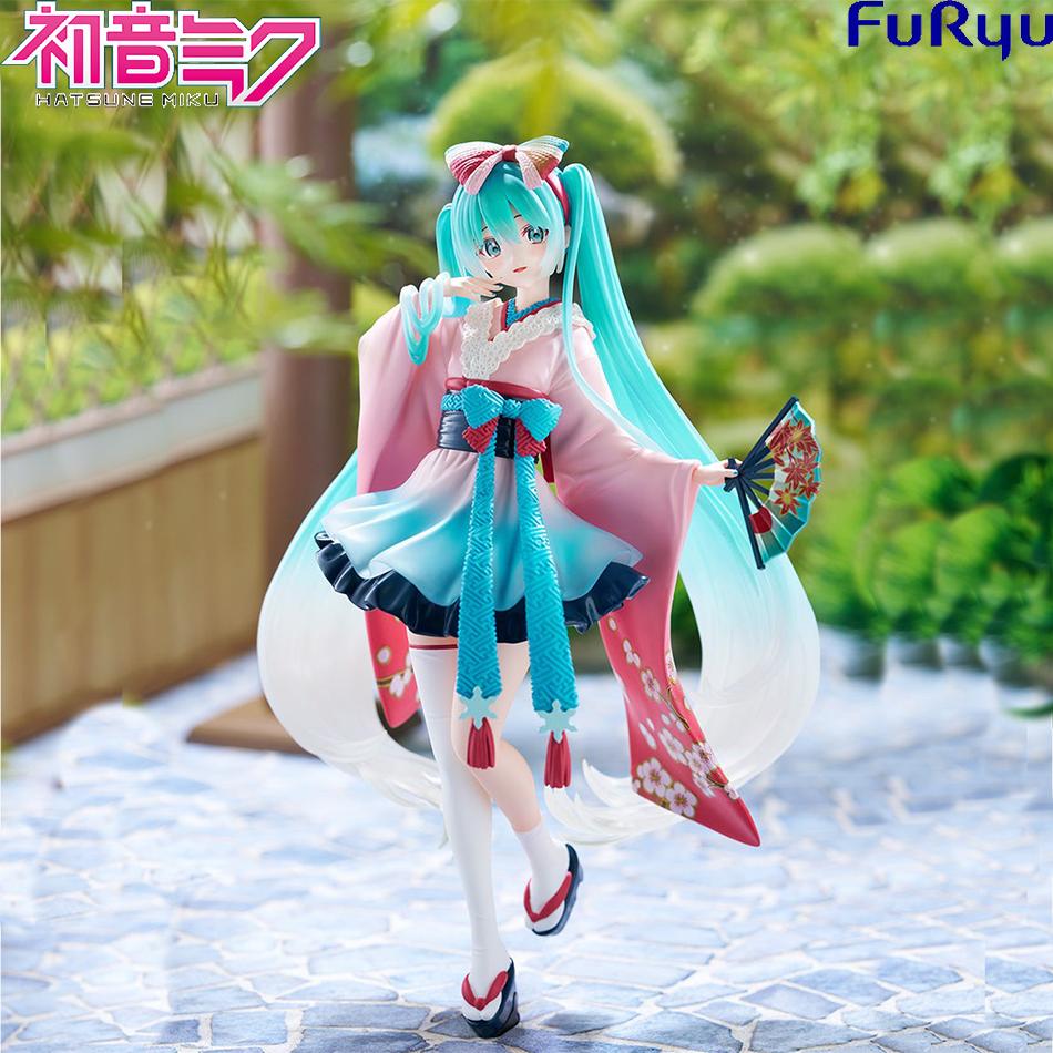 New Hatsune Miku Anime Figure Toys Neo Tokyo Series Kimono MIKU Kawaii Cartoon PVC Action Figurine Model Dolls Birthdays Gift