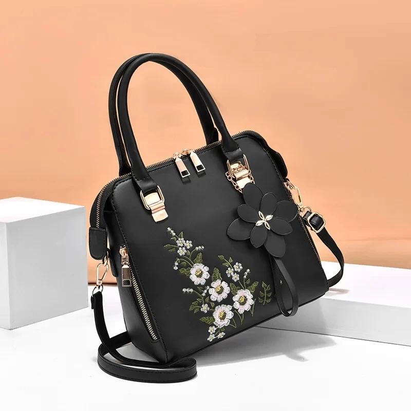 Luxus-Stickerei-Handtasche für Damen PU-Leder Quaste Umhängetasche Designer-Henkeltasche Marke Damen-Schultertasche bolso