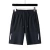 Men Sport Shorts Solid Color Straight Elastic Waist Casual Daily Wear Plus Size Zipper Pockets Retro Thin Knee Length Summer Shorts Men Clothes