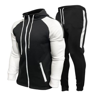 Herbst Winter Trainingsanzug Männer Zip UP Gestreiften Kapuzen 2 Stück Sets Herren Outfits Anzug Männer Fleece Sport Hoodie Jogginghose Zwei stück Sets
