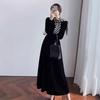 European Station New Cold Wind Women's Clothing High-end Sense Base Temperament Long Dress Gold Velvet Dress Women's Autumn