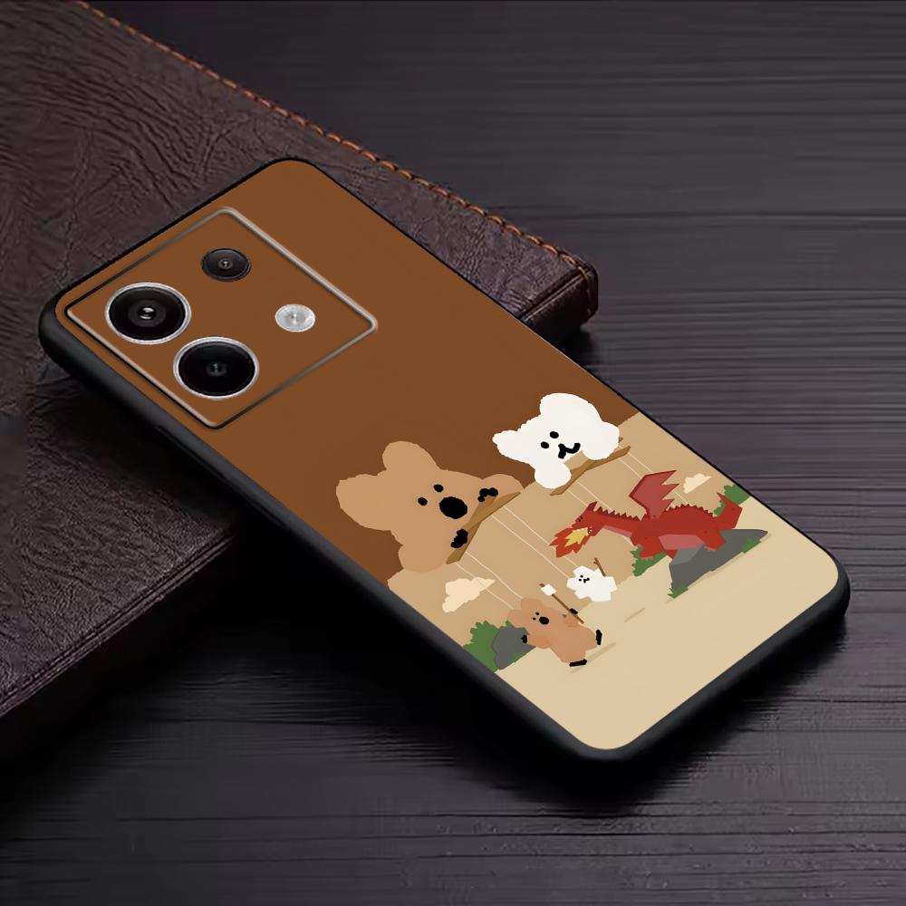 Süße D-Dinotaeng Handyhülle für Redmi Note 14 13 12 11 Pro Plus S 5G 14C A3 Weiche Schwarze Handyhülle