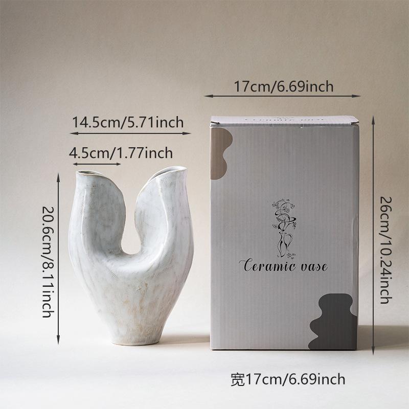 White Vase Minimalist Light Luxury Ceramic Ornament Home Jewelry Exhibition Hall Flower Art Home Decoration