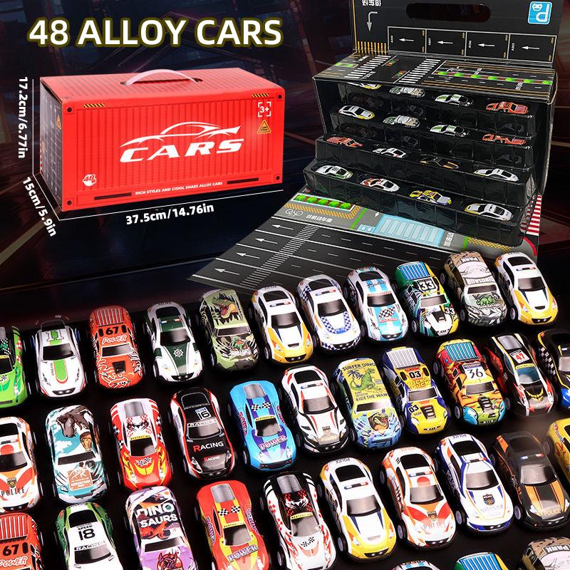 Gift box version: 48-piece alloy car set, children s toy car, tin car, racing model, classic car model, Christmas gift 48pcs in a gift box