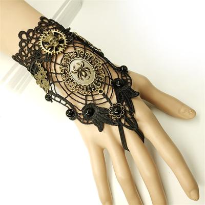 Gothic Lolita Fäustlinge Atmungsaktive Spitzenhandschuhe Bequeme Spitzen Cosplay-Handschuhe für Partys und modische Veranstaltungen