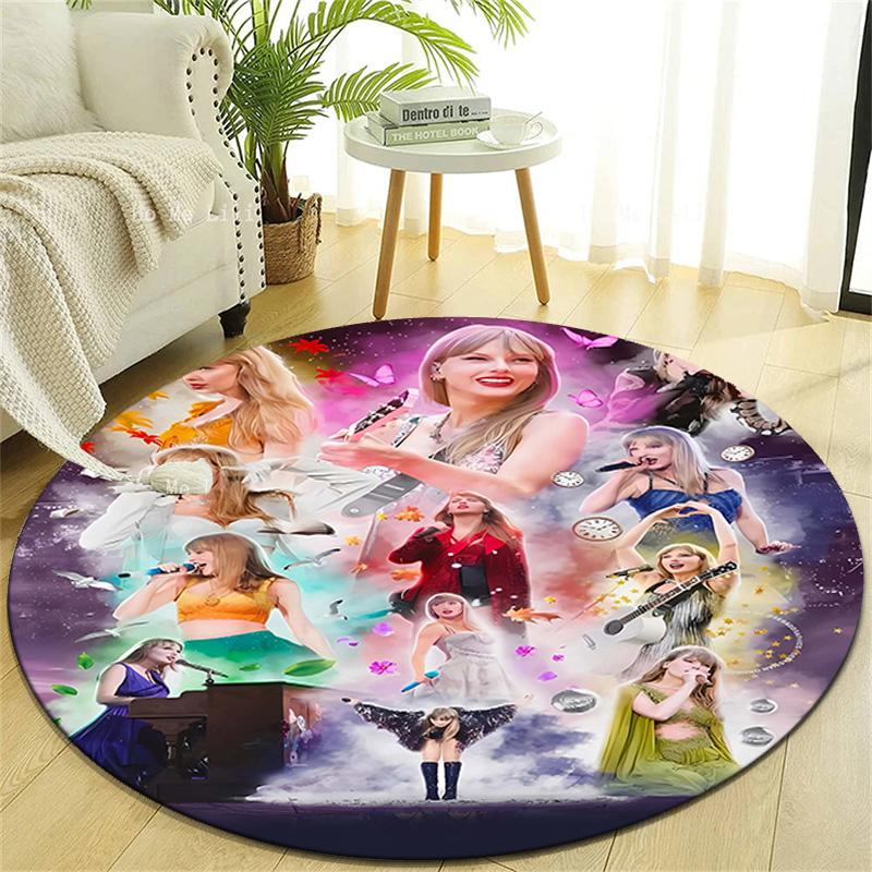 1pc Taylor Swift2 Design Printed Area Round Carpet for Bedroom Living Room Home Decor Rugs Mat Non Slip Mat Rug for Bedside