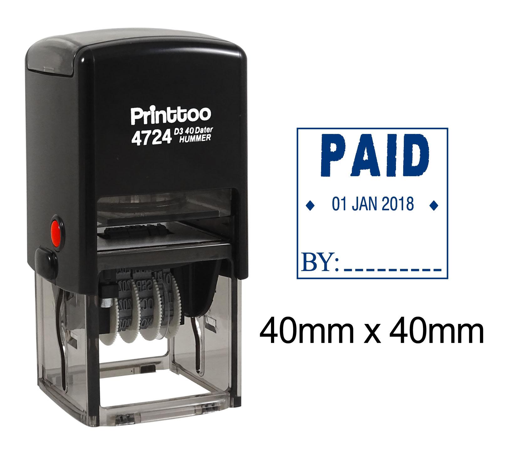 

Printtoo Self Inking Office Stationery Dater Stamp With Paid By Text Date Rubber 40 mm x 40 mm.(Approx) синій