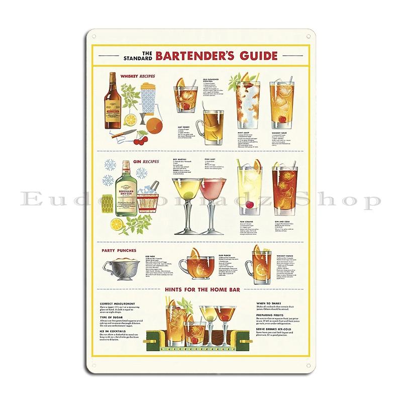 Cocktail Chart Classic Cocktail Poster by Pocket Cocktails Metal Party Home Plaques Customized Create Tin Sign Poster
