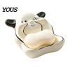 Waterproof Soap Holder Bathroom Box, Puppy Shape Dish, with Kids Raised Drainage Stripes Saver Tray, for Kitchen Washstand Quick Dry