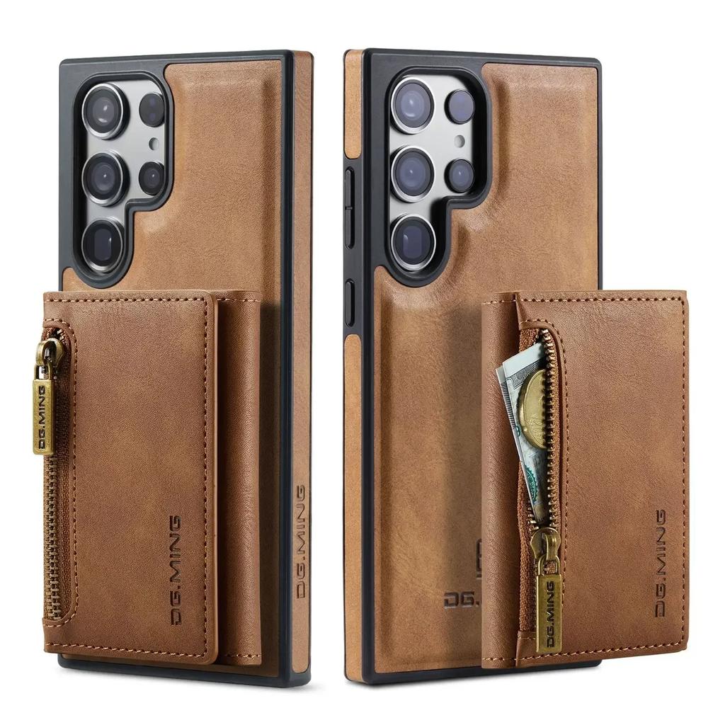 2 In 1 Detachable Magnetic Leather Wallet Phone Case For Samsung Galaxy S23 FE S24 S22 Plus S21 Ultra Zipper Card Holder Cover