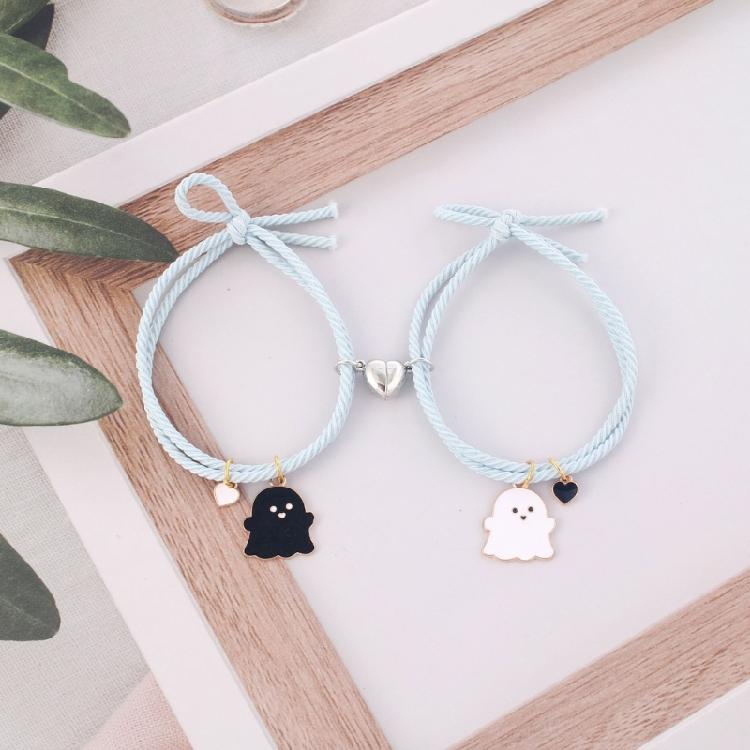 Halloween Cartoon Ghost Pendant Braided Bracelet Gifts Friendship Jewelry