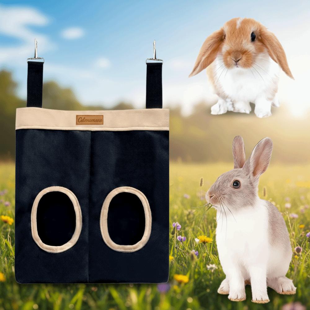 Food Storage Bag Hanging Rabbit Feed Bag Eco-Friendly Chew Proof Herbivore Bags Canvas Hay Feeding Troughs For Rabbit Dutch Pig