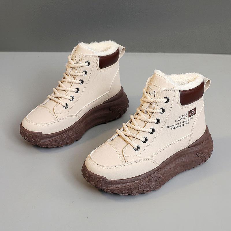 Autumn and Winter Women's Soft Comfortable Fleece-Lined Warm Boots, Suitable for Outdoor Activities in Cold Weather