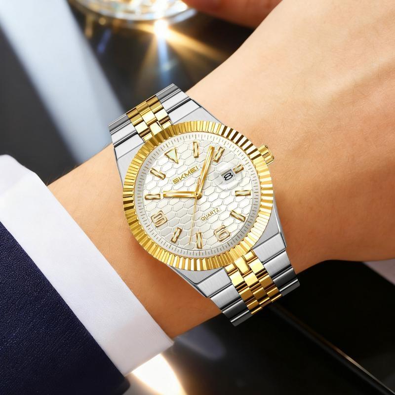 Men's Quartz Watch Classic Style Waterproof Luminous Date Display Stainless Steel Wristwatch For Women