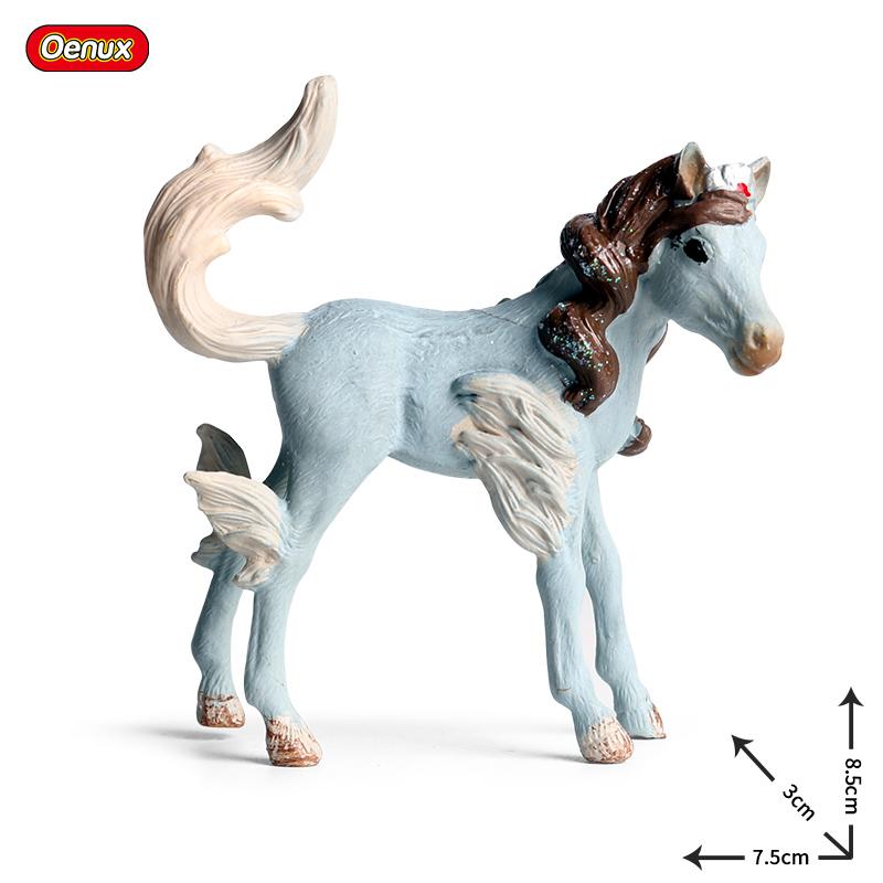 Oenux Original Genuine Fairy Tale Fly Horse Simulation Animal Mythical Elves Elf Pegasus Action Figures Model PVC Cute Kids Toy