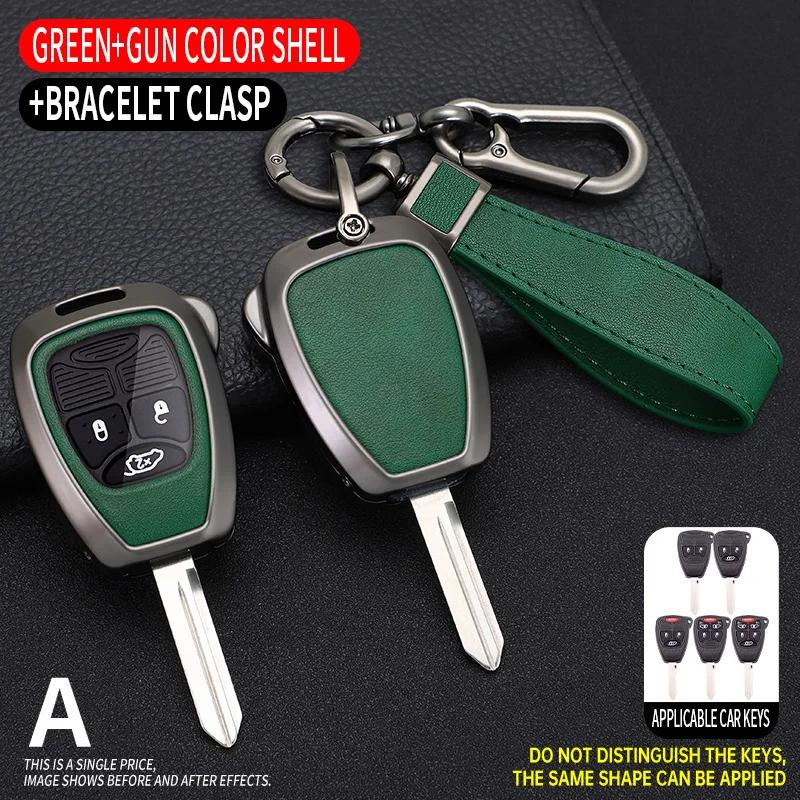 

alloy Car Key Case Cover For Chrysler 300 PT Dodge JCUV Caliber Nitro Caliber Pacifica For Jeep Wrangler Compass Patriot Liberty зелёный