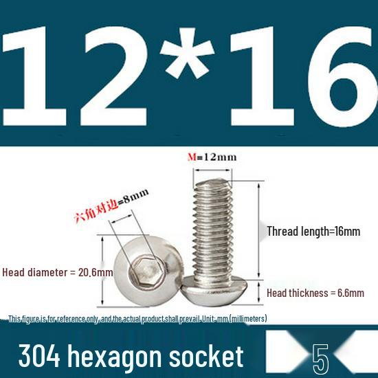 ISO7380 Stainless Steel Hex Drive Dome Head Screws - M2 to M16