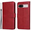 For Google Pixel 7a Cell Phone Cover Calf Texture PU Leather Wallet Stand Case with Strap