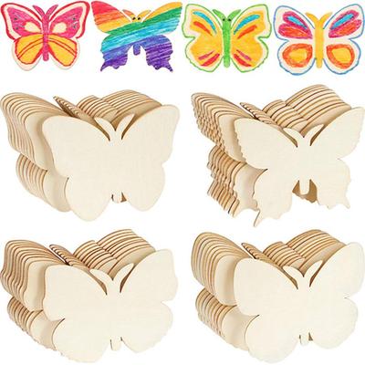 40-Piece DIY Unpolished Wooden Butterfly Set for Children's Day Painting