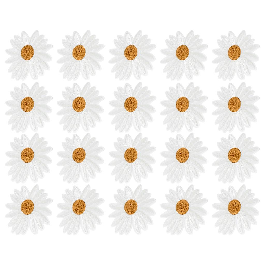20pcs Daisy Flower Patch Decorative Clothing Sticker DIY Appliques IronOn Garment Accessory