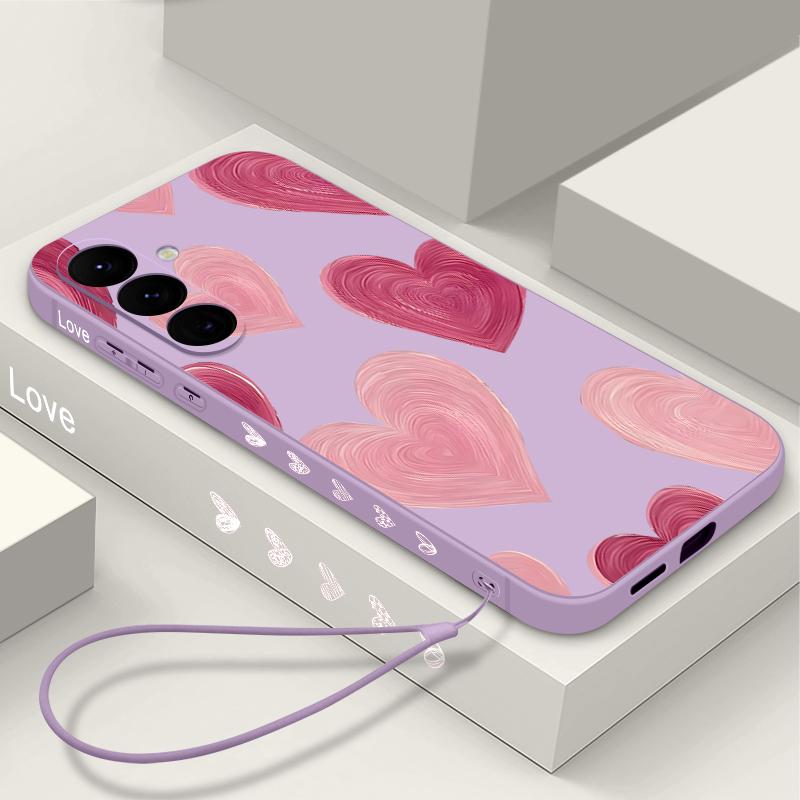 Creative Heart Pattern Case For Samsung Galaxy S26 S25 Ultra S24 S23 S22 Plus S21 FE A15 A16 A17 A35 A36 A54 A55 A56 5G Soft Cover