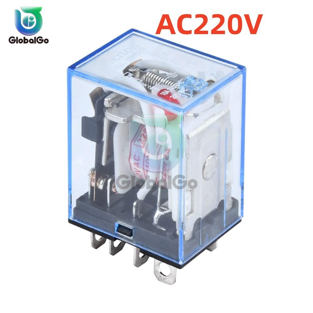 AC 220V DC 12V 24V 10A 8PIN Coil Power Relay Electronic Mini Electromagnetic Relay Module DPDT LY2NJ Socket Base