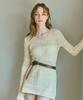 Kamino V-Neck Lace Knit Dress Beige