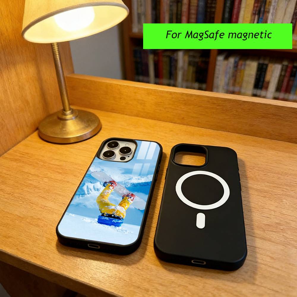 Skiing Snow Snowboard Ski Phone Case For iPhone17,16,15,14,13,12,11 Plus,Pro Magnetic with Magsafe Wireless Charging