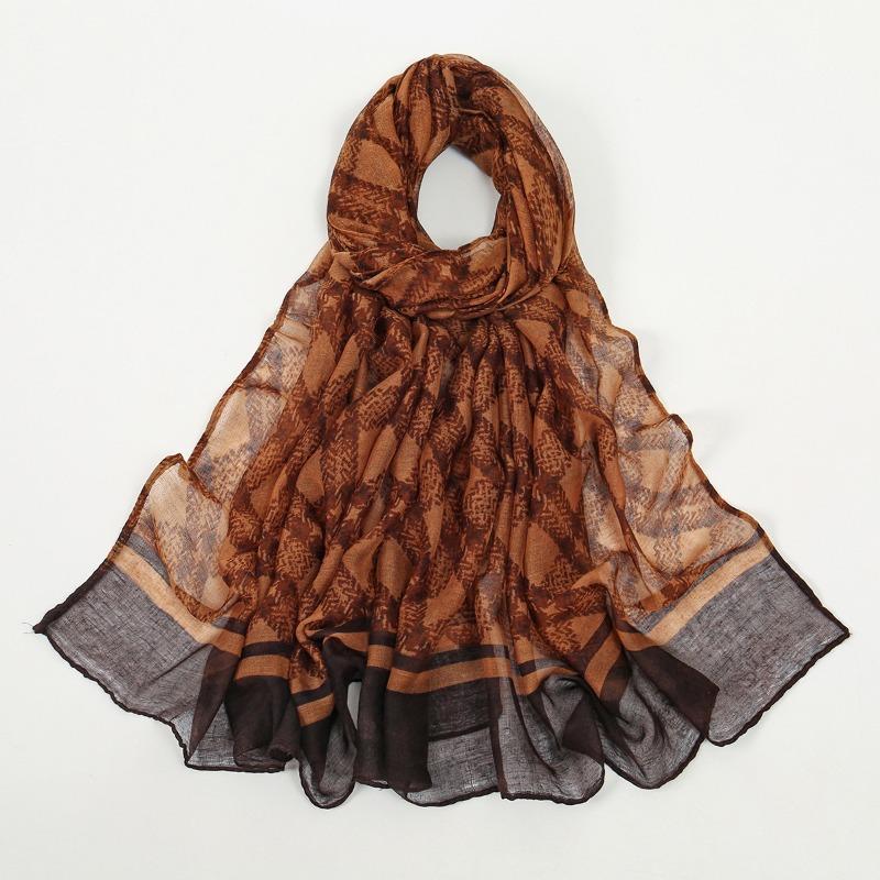 Spring and summer new light and breathable Bali yarn floral print shawl literary small fresh and elegant women's scarf