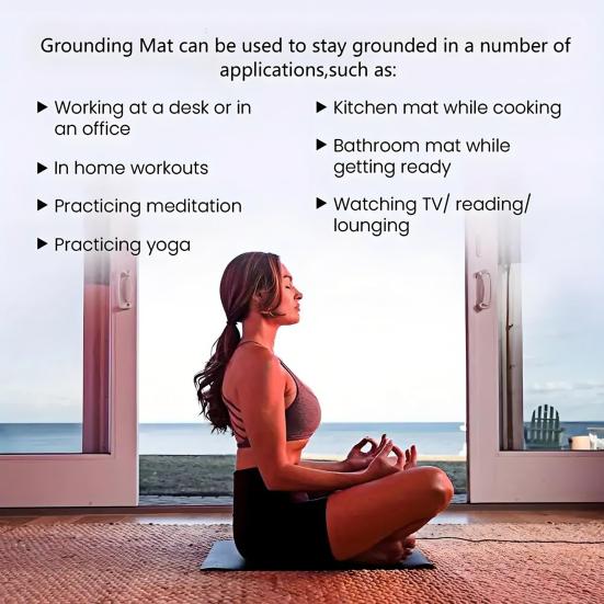 Earthing Grounding Yoga Mat Universal Anti-Slip Conductive Faux Leather Anti-static Stress Relief Foot Therapy Sleep Aid Earthing Mat