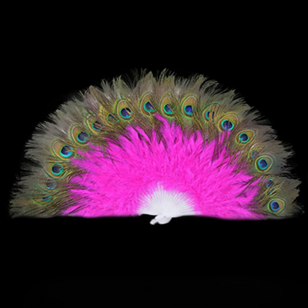 65cm Großer Pfauenfedernfächer 28 Speichen Square Dance Performance Fächer Hochzeitsfeier Dekoration