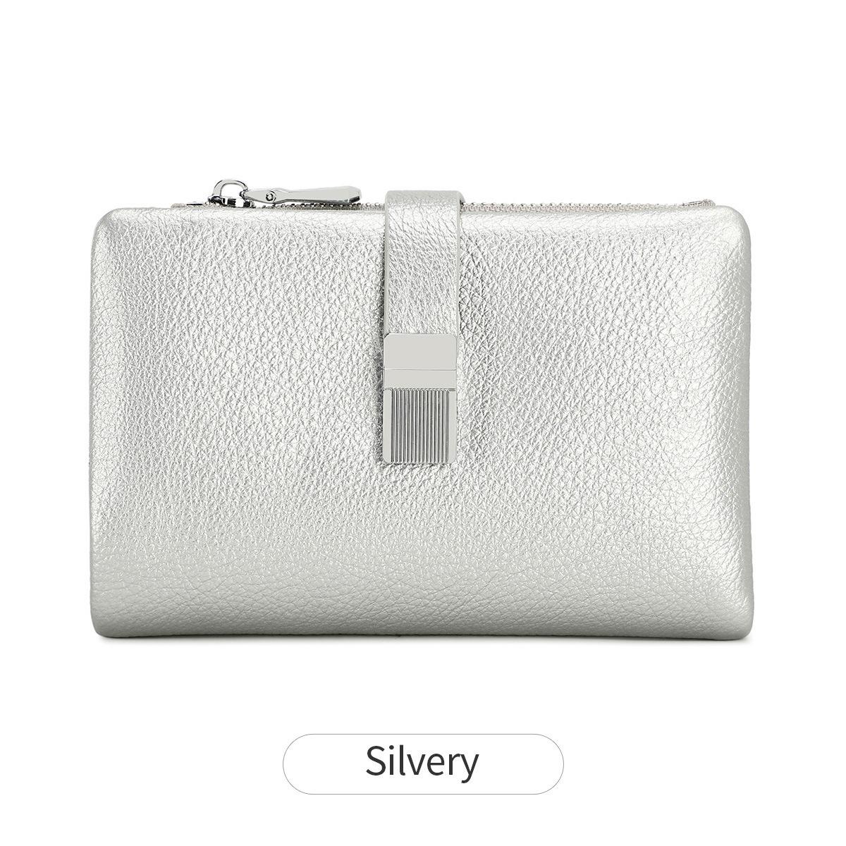 

Новый женский короткий кошелек, модный кошелек с пряжкой из мягкой кожи, простой кошелек для мелочи большой вместимости