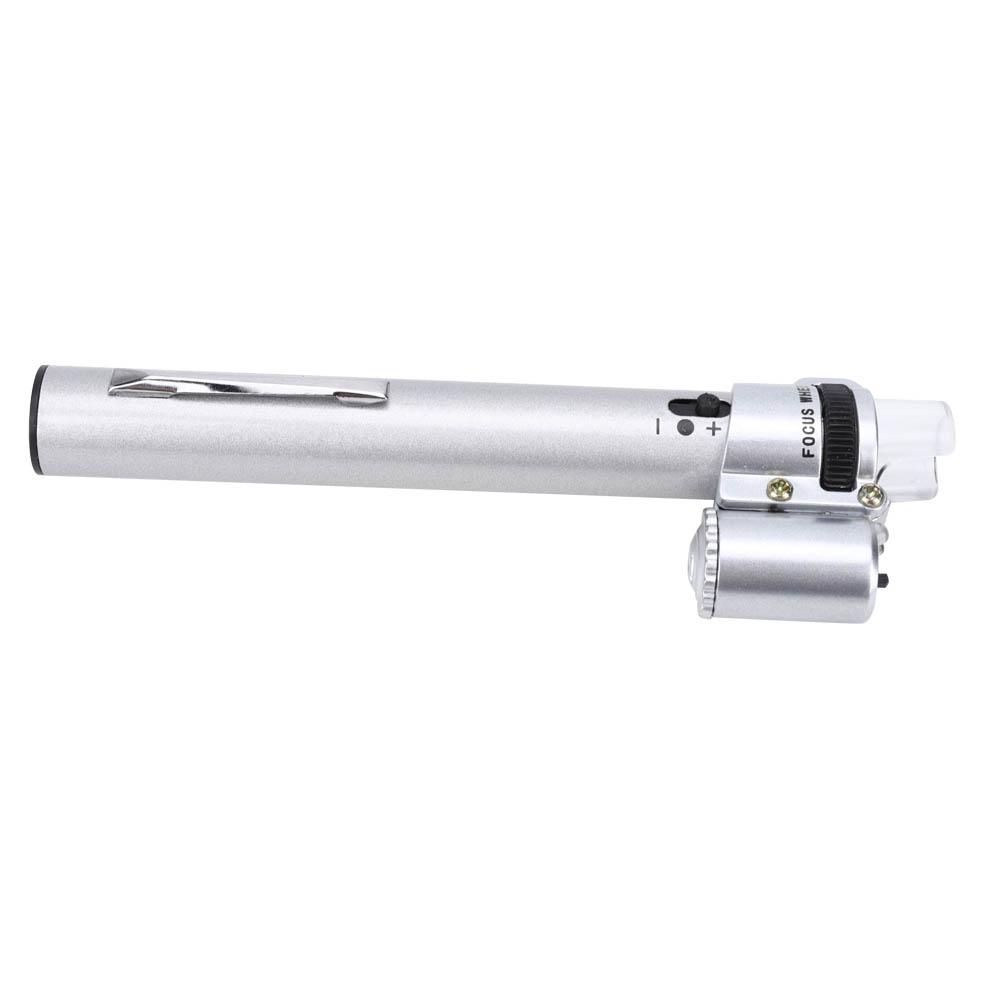 100X Pen Type Adjustable Focusing Portable LED Microscope Mini Magnifier Magnifying Tool