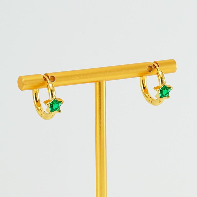 European and American Style Five-Pointed Star Zircon Stainless Steel Hoops: Elegant, Luxurious, Sweet.