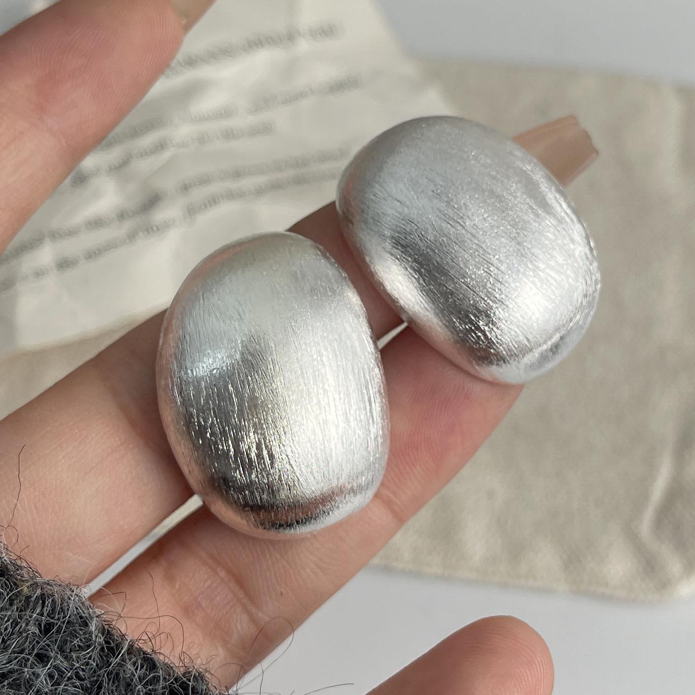 

925 Sterling Silver Vintage Earrings For Women Trendy Simple Big Ball Earring Jewelry Prevent Allergy Party Accessories