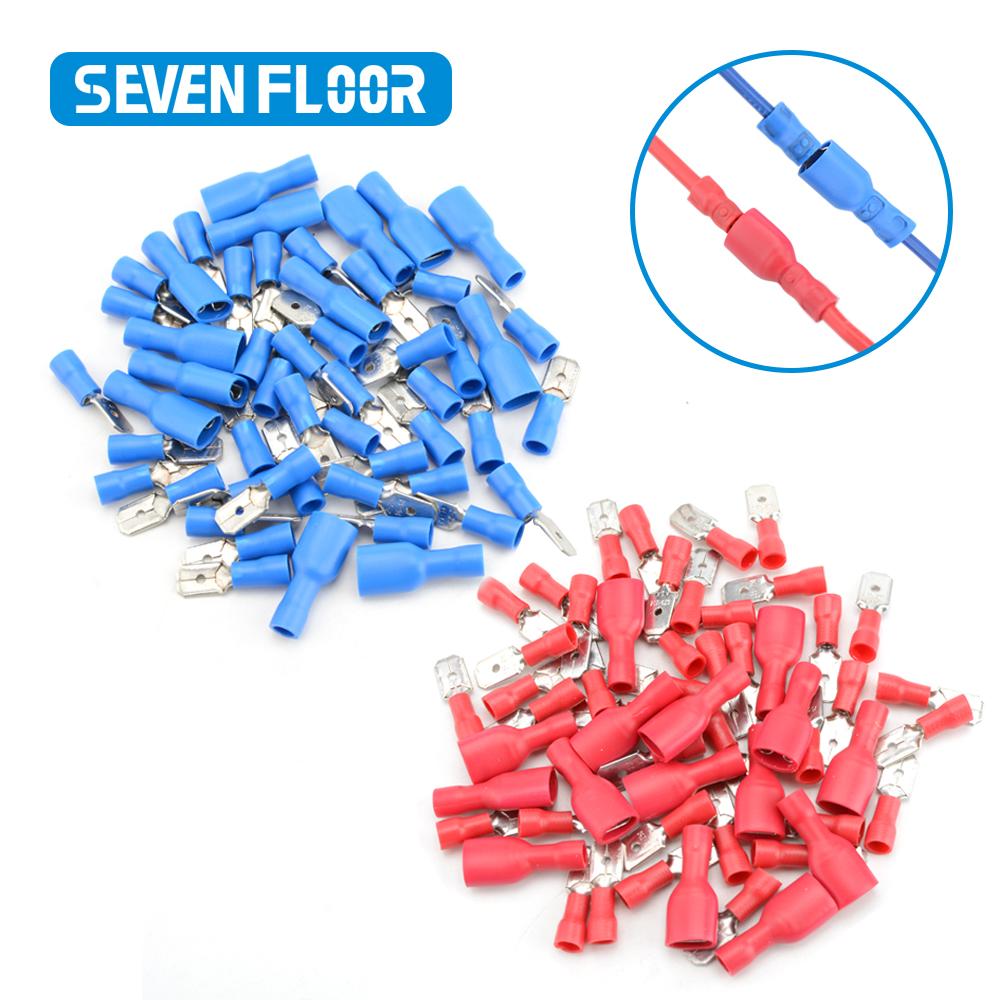 

25Pairs 50pcs PVC Red/Blue Connectors Wire Connectors Wire Terminals Connectors Assorted Kit Insulation Crimping Terminals