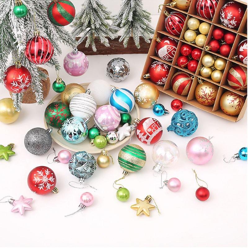 Christmas Baubles Set Tree Decoration Holiday Hanging Ornaments 42/44pcs PVC Balls