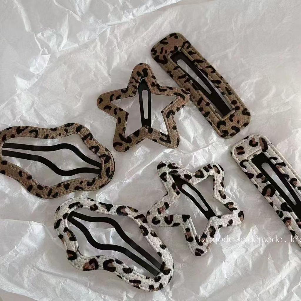 Polka Dot Leopard Print Leather Star Hair Clip - Cloud Cutout BB Clip for Side Bangs