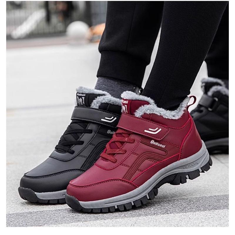 Men's and Women's Casual Snow Boots, Non-slip and Windproof High-top Lace-up Boots with Furry Lining for Outdoor Walking, Running, Hiking