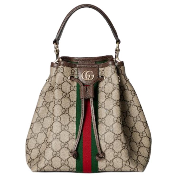 Gucci Ophidia Monogram Coated Canvas Bucket Bag Women handbags Brown 841313-FAE0K-9853