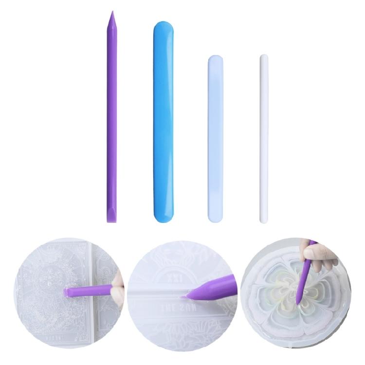 4Pieces Reusable Stirrer Stirring Rod DIY Craft Defoaming Bar Resin Sticks Paint