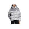 Adidas Originals Logo Embroidered Shiny Down Jacket Women Outerwear Silver H37077
