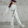 Pantaloni Larghi a Maniche Lunghe da Ragazza per Primavera e Autunno Completo a Due Pezzi Pantaloni da Strada Fritti Vita Alta Stile Coreano da Donna