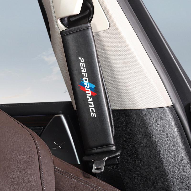 EKQ2   BMW Car Leather Headrest Pillowcase Seat Belt Shoulder Pad For BMW Performance F30 F10 E90 F20 E46 G30 Car Interior Accessories