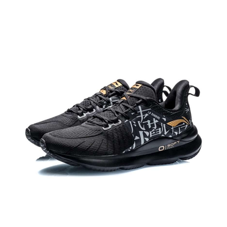 Li Ning Soft Plus Shock Absorbing Non-Slip Low-Top Running Shoes Men sneakers Black White ARHQ011-6