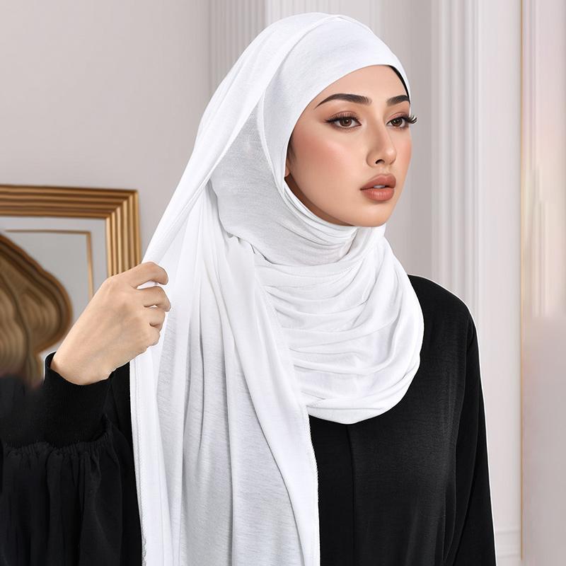 2Pcs Solid Modal Hijab With Full Cover Cap Undercap For Muslim Woman Hijabs Ramadan Headscarf Islam Turban Femme Bandana Set