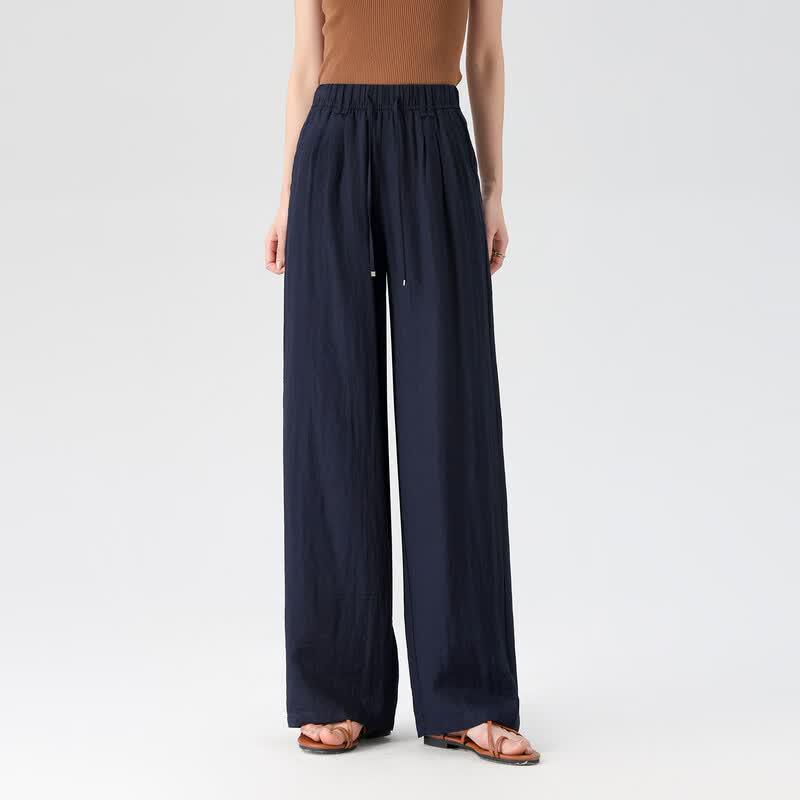 La Chapelle Women's Linen Blend High-Waisted Wide-Leg Pants