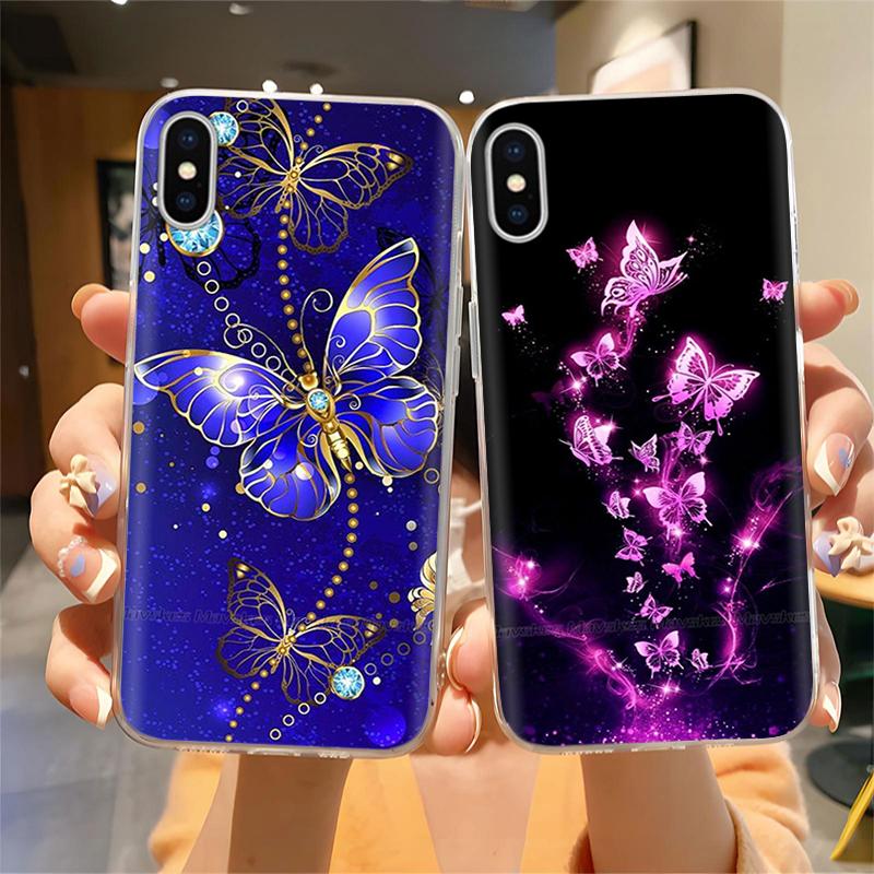 For iPhone X Case For iPhone Xs Case Fashion Soft Silicone Housing For iPhoneX Transparent Phone Back Covers Shell Flowers Coque