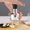 Kitchen Manual Tools Vertical Hand Press Garlic Cutter Chopper Onion Nuts Cutter Vegetable Food Chopper with Storage Container